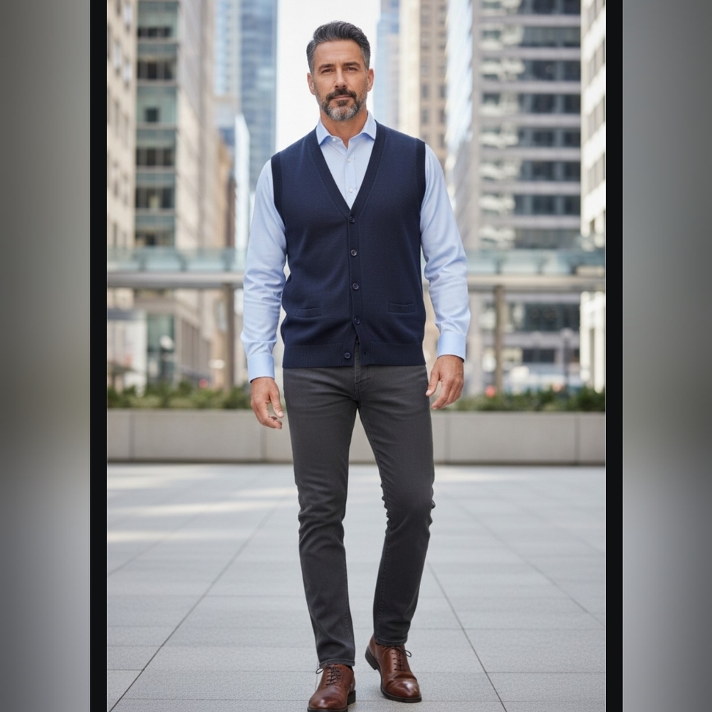 Men's Buttoned Down Sleeveless Uniform Vest